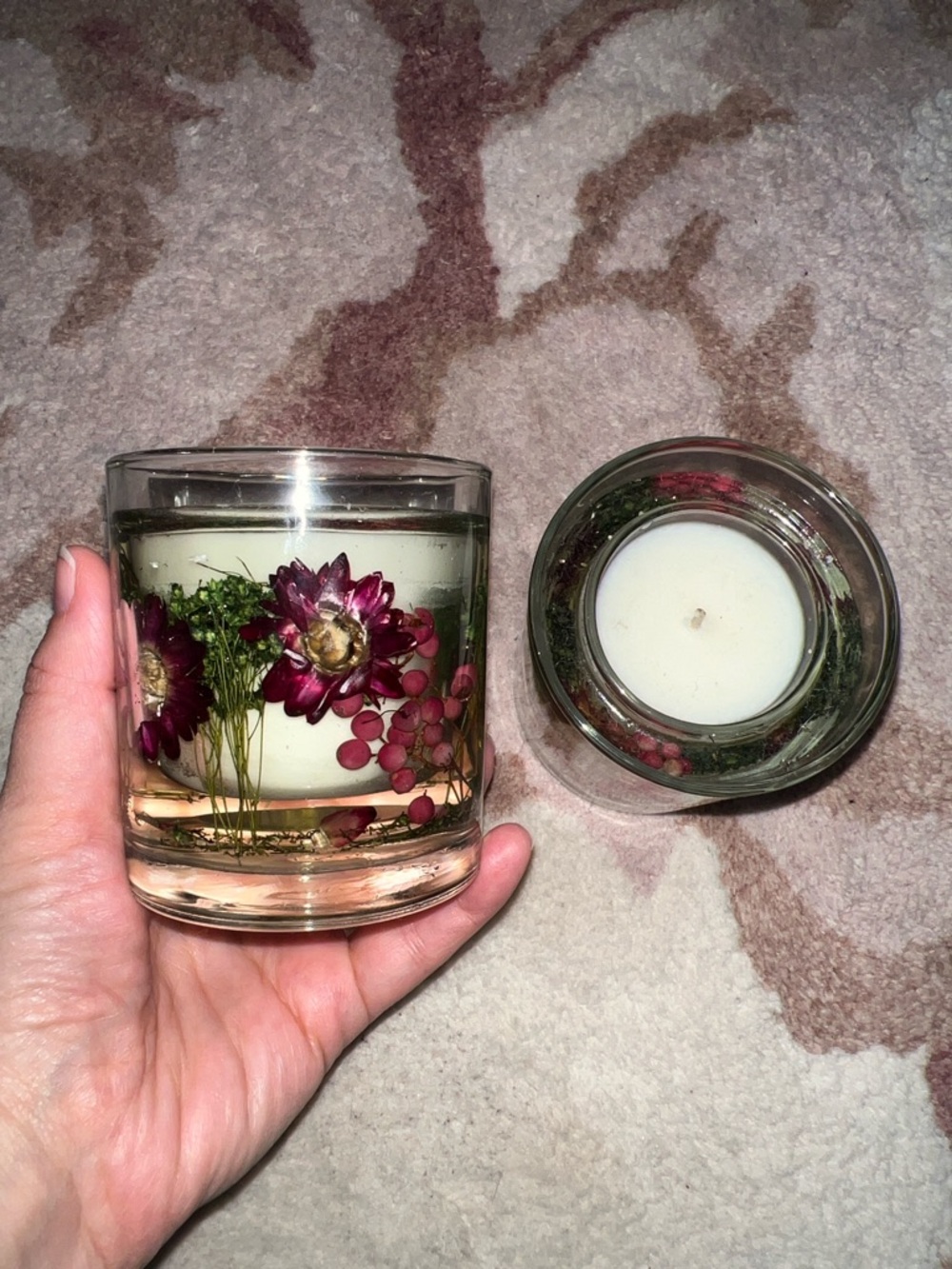 NEW Set of 2 Meadow Flower Natural Wax Gel Candles